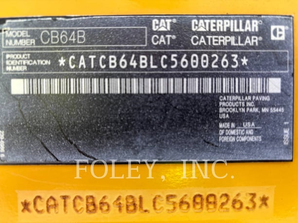 Caterpillar CB64B, 2510 hours, S/N: C5600263, 2017 - Image 6
