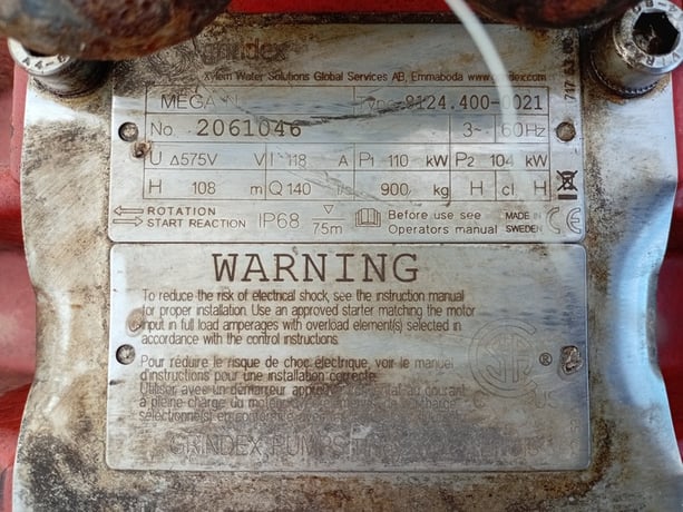 2219 GPM @ 345' TDH, Grindex #8124.400-0021, Submersible Drainage Pump, 147 HP, 6" discharge, 246' max. - Image 2