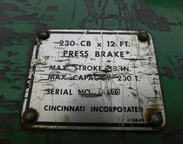 230 Ton, Cincinnati #230CBX12, CNC Hydraulic Press Brake, 14' overall, 1512" between housing, 30 HP, Die - Image 7