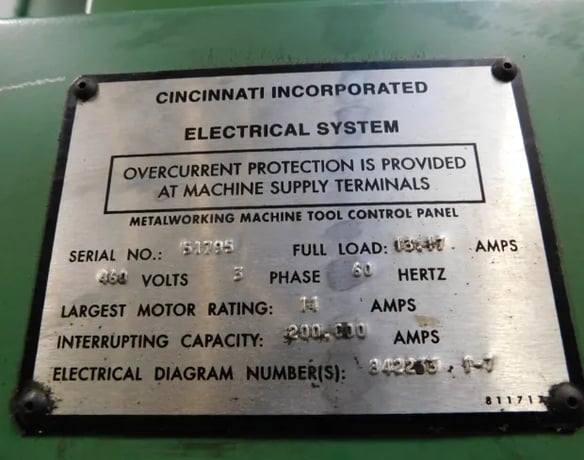 60 Ton, Cincinnati #60CBIIX4, CNC Hydraulic Press Brake, 6' overall, 54" between housing, 11" Stroke, 7.5 HP - Image 9