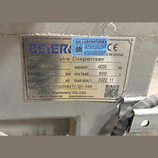 24" Beier #PSJ800, Plastic Granulator/Flake Dispenser, 500 kg/hr., (6) rotary & (4) fixed blades, 100 HP, 600 - Image 3