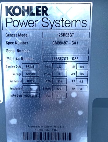 100/125 kW Kohler #125REZGT, Towable Propane Generator, 277/480V., Only 17 Load Hours / 101 Total Hours - Image 8