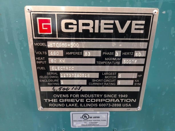 72" width x 78" H x 96" L, Grieve WTC686-500 Walk-In Oven, 500 °F, Electric - Image 3