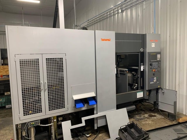 Takamaz #XW-130, Twin Spindle CNC Lathe, 15 HP, 4000 RPM, (2) 8-station turrets, Takamaz GTH150 gantry - Image 2
