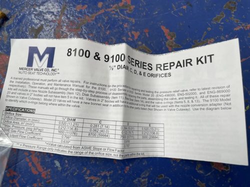 1/2" Mercer Valve, 8100 & 9100 Series Valve Repair Kit - Image 3