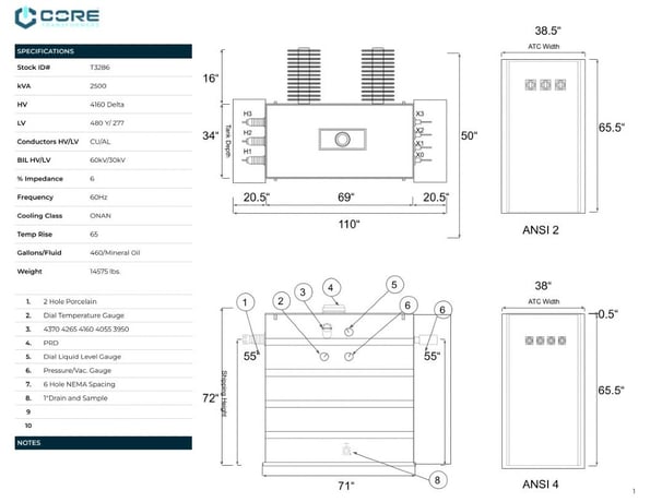2500 KVA 4160 Delta Primary, 480Y/277 Secondary, SUB, Recon(4 available, shipment available in 10 days) - Image 1