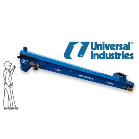 12" wide x 12' long, Universal Industries #MPK12UT, slider bed belt conveyor, 1 HP, 270 fpm, neoprene chevron - Image 1