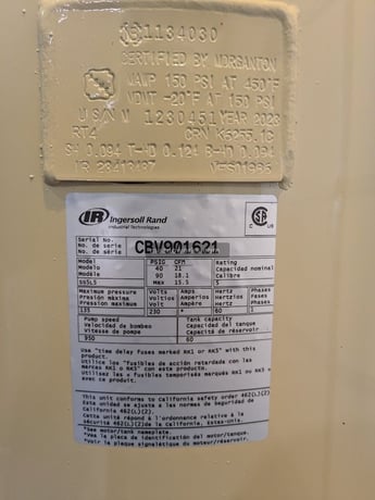 18.1 cfm, 135 psi, Ingersoll-Rand #SS5L5, Single Stage Reciprocating Air Compressor, 5 HP, 60-gallon tank - Image 2