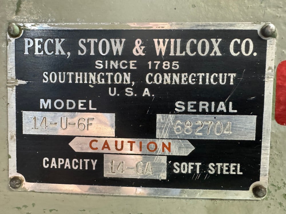 14 gauge x 6' Pexto #14-U-6F, Mechanical Power Squaring Shear, 18" back gauge, 12 hold-downs, 62 SPM, (2) 24" - Image 6