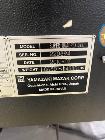 Mazak #Super-Quadrex-200, dual 8" chucks, dual turret (needs a front chuck), Mazatrol 640TE control - Image 2