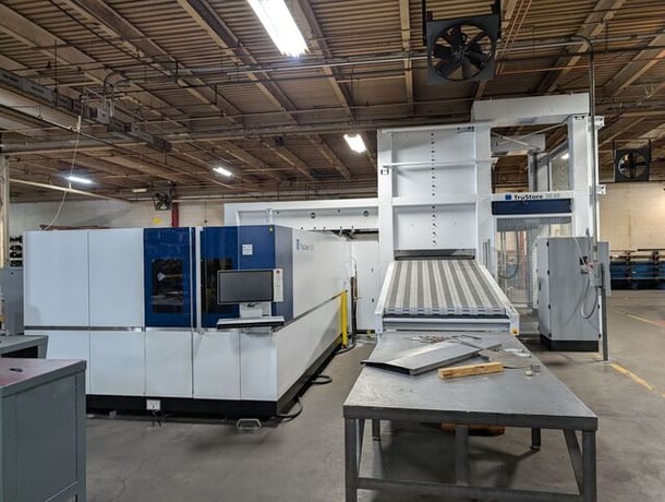 Trumpf #TruLaser-3030-Fiber, fiber laser, 6000 watt, 5' x 10' table, 9-pallet TruStore, LiftMaster Compact - Image 1
