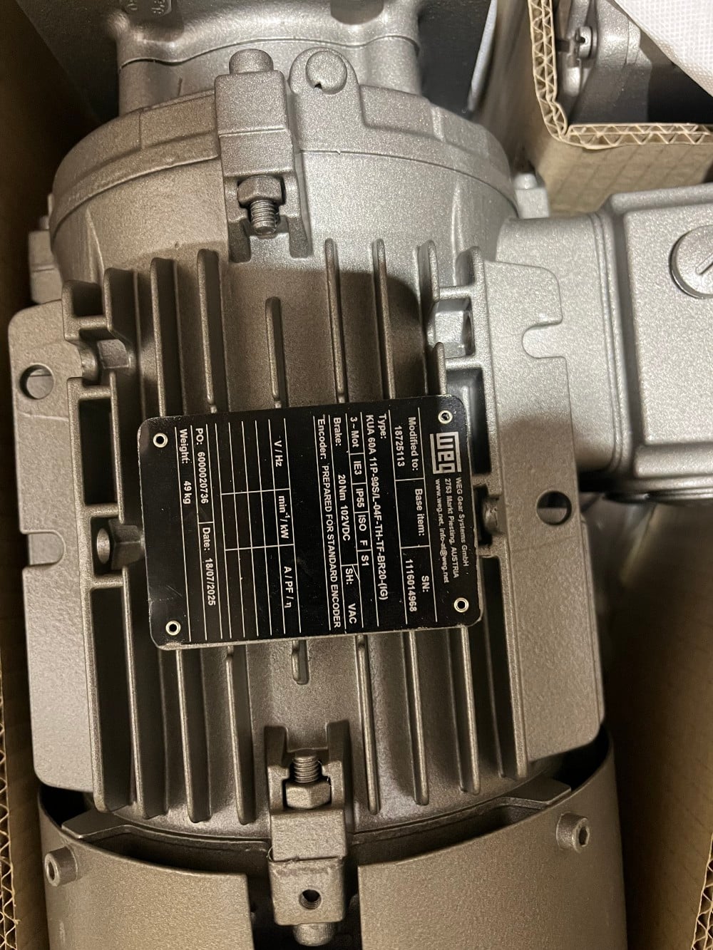 2 KW HP 1800 RPM Watt Drive KUA60 gearbox + WEG 0.55 KW 460 Volts, 90S/L TEFC 3Ph 60Hz (+/- 0.75HP) - Image 5