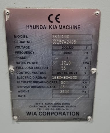 Hyundai Kia #SKT100, CNC Turning Center, 12-Position Turret, 6000 RPM, 21.7" Swing, 2008 - Image 5