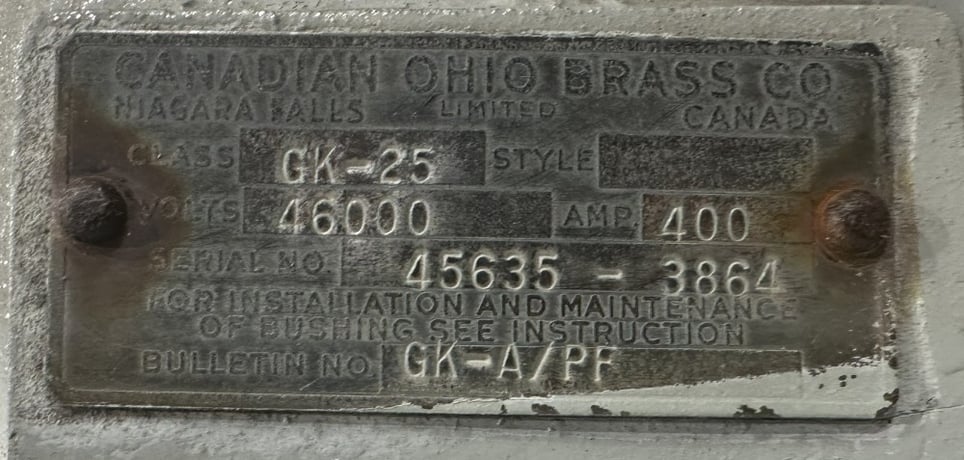 15 KV, Canadian Ohio Brass Co. Ltd., Condenser Bushing, HV, 1200 Amp, Class 15, GK 10 - Image 2