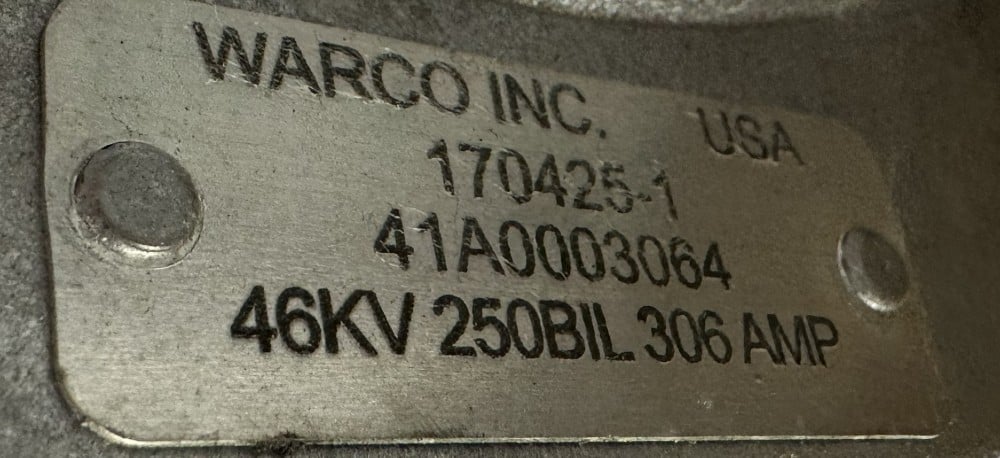 46 KV, WARCo Inc. USA, Condenser Bushing, HV, 306 Amp. SET of QTY 3 - Image 1