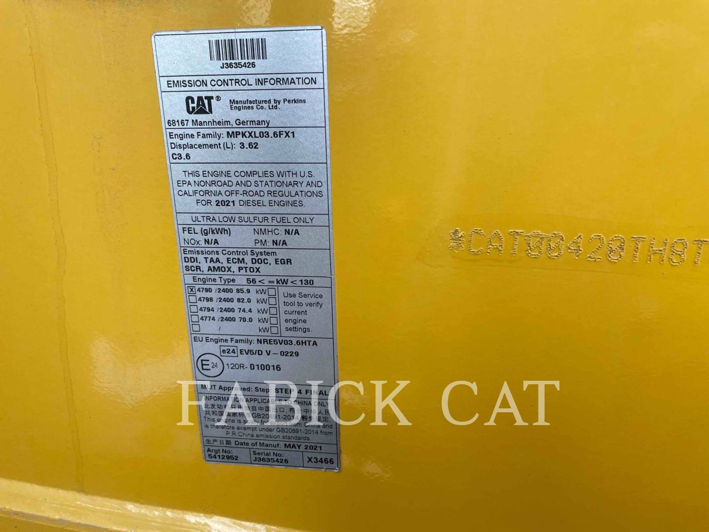 Cat 420-07HT, Backhoe Loader, 2134 hours, S/N: H8T01480, 2021 - Image 8