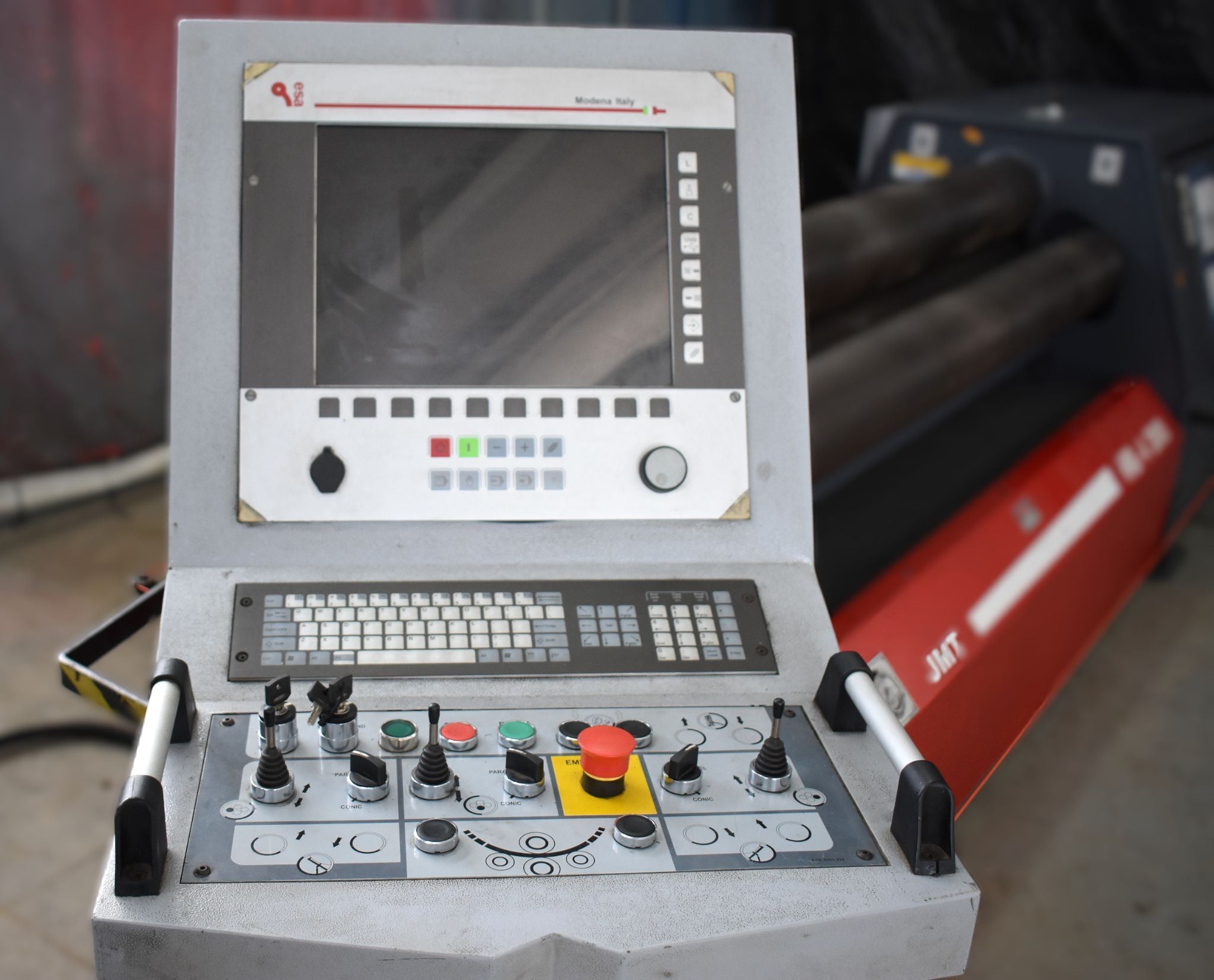 72" x 1/4" JMT #HRP-4, hydraulic 4-roll plate bending roll, 7.8" top roll, cone attachment, ESA control, 460 - Image 4