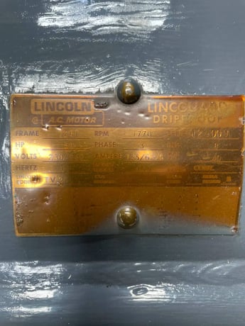 50 HP 1770 RPM Lincoln, AC electric motor, Frame 326T, 230/460 Volts, 125/62.5 amps, 60 Hz., 3 phase (3 - Image 8