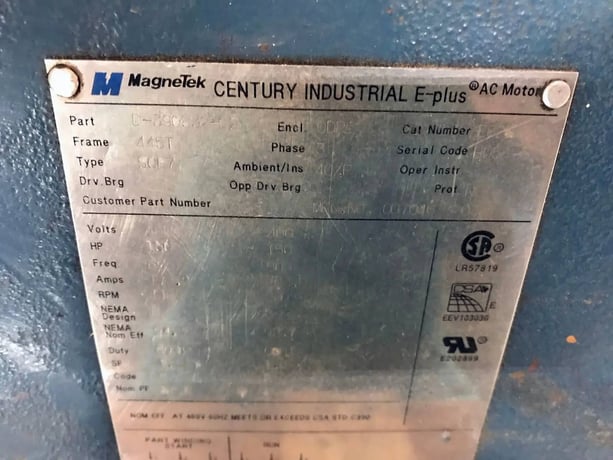 150 HP 1185 RPM Magnetek #D-390832-02, Century Industrial E-Plus electric motor, Frame 445T, 460 Volts, 173.2 - Image 8