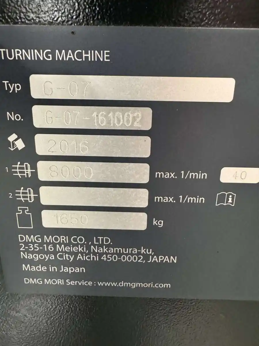 DMG, Mori #G-07, high precision flat tooling CNC lathe, DMG Fanuc F0iTF Control, 1.5" bar, 3.9" workpiece - Image 7