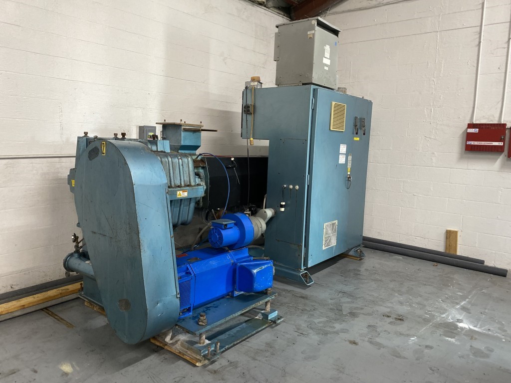 4.5" Davis Standard #SB450, super blue single screw extruder, 24:1 L/D, air cooled, 5 barrel zones, 200 HP - Image 1