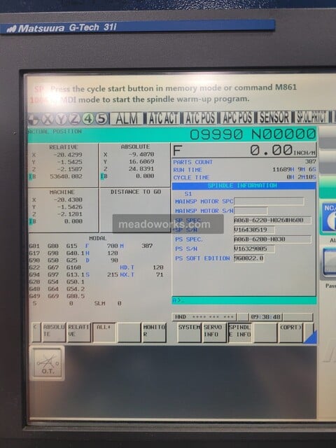 Matsuura #H.Plus-400, 5-Axis CNC Horizontal Machining Center, Matsuura G-Tech 31i control, 200 Volt, 2017 - Image 8