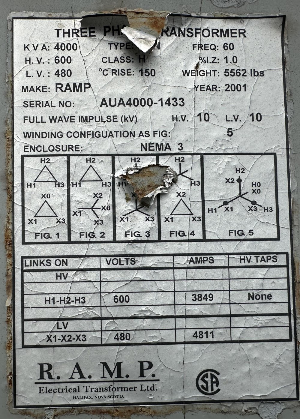 4000 KVA 600Y Primary, 480Y Secondary, RAMP Electrical X-FMR, Ltd., 3-Phase Autotransformer, Full-Wave - Image 2