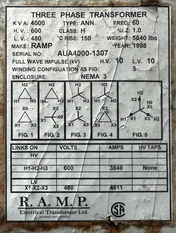 RAMP Electrical X-FMR, Ltd., 3-Phase Autotransformer, 4000 kVA, 600Y to 480Y, Full-Wave Impulse, CSA, 60 Hz - Image 1