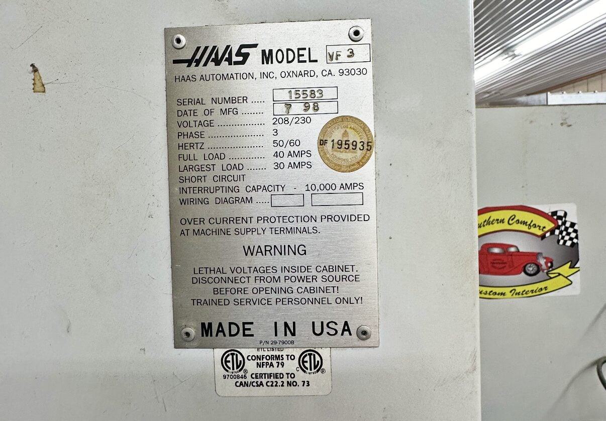 Haas #VF3, vertical machining center, 40" X, 20" Y, 25" Z, 20 HP, 7500 RPM, CT-40, liquid cooled, 24 - Image 8