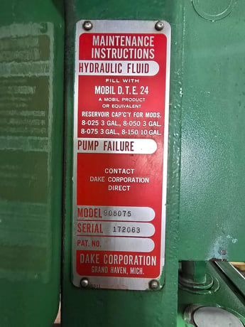 75 Ton, Dake #908075, H-frame press, 28 Ton pull, 10" stroke, 33" daylight, 2 HP, 440 V. - Image 4