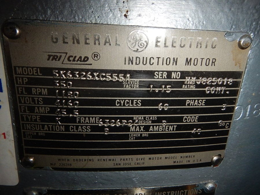 350 HP 1200 RPM General Electric, Frame 6326P30, WPIBB, 4160 Volts - Image 7
