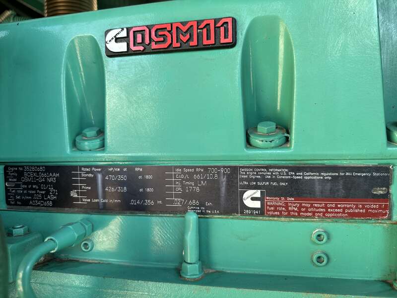 300 KW Cummins #DQHAB, diesel generator set, 120/208 Volts, 570 hours, 470 HP @ 1800 RPM, QSM11-G4 engine - Image 10