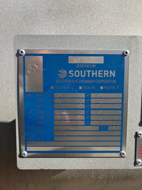 1459 sq.ft., 103 psi shell, 127 psi tube, Southern Heat Exchanger, 250&deg;F, 1.5" tube diameter, 19'11" tube - Image 7