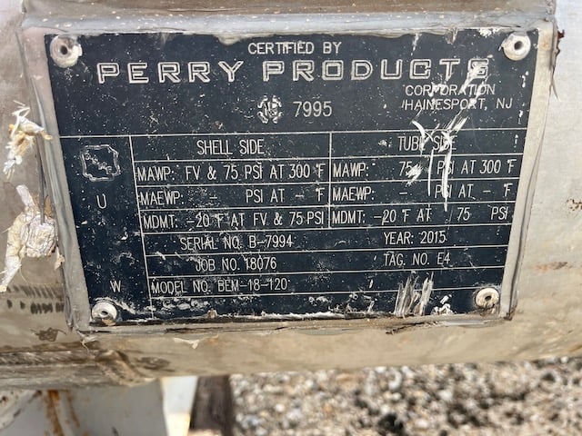 459 sq.ft., 75, 75 psi tube, Perry Products, 300°F, .75" tube diameter, 10' tube length, 2015 - Image 5