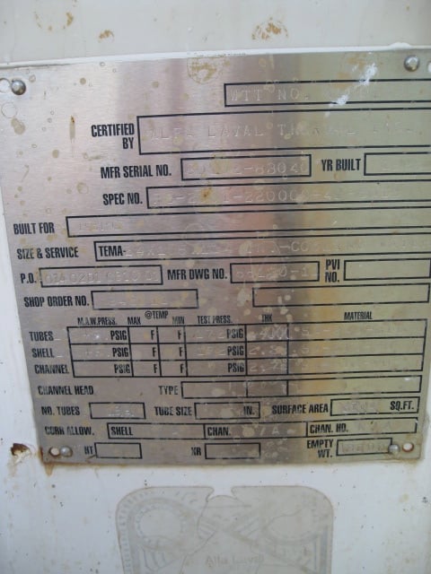 3842 sq.ft., Alfa-Laval, plate heat exchanger, 100FV psi, 212°F, 1995 - Image 7