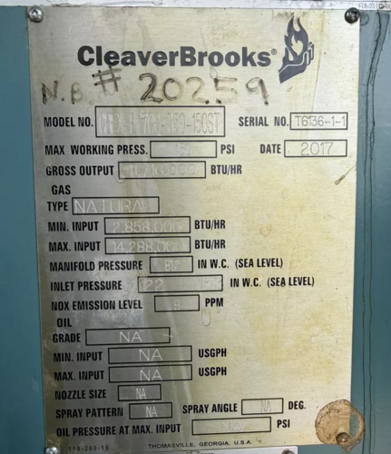 350 HP Cleaver-Brooks #CBEX-700-350-150ST, firetube, 9ppm NOx, 11.716M BTUH, 150 PSI, 2017 - Image 5