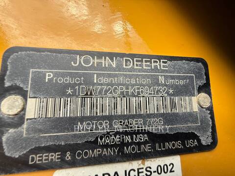 Deere & Co 772GP, Motor Grader, 8229 hours, S/N: 1DW772GPHKF694732, 2019 - Image 6