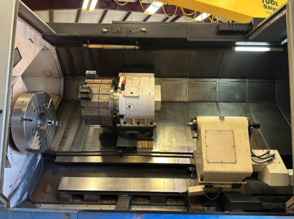 Hwacheon #Hi-Tech-850L, CNC lathe, Fanuc 0i-TD, 41.3" swing, 32" chuck, 6.4" bar, 2013 - Image 2