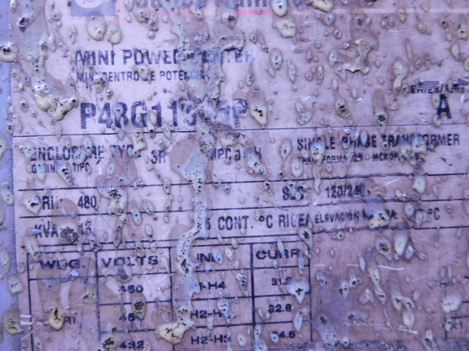 25 KVA 480 Primary, 120/240 Secondary, Cutler-Hammer #P48G11S25P, Power Center Transformer, 1 Phase - Image 4