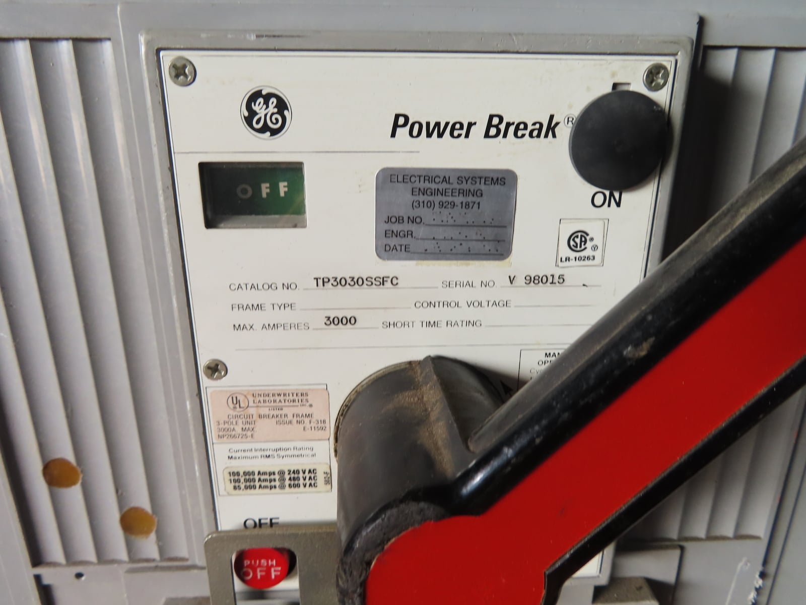 3000 Amps, General Electric #TP3030SSFC, Power Break Insulated Case Circuit Breaker, 3-pole - Image 6