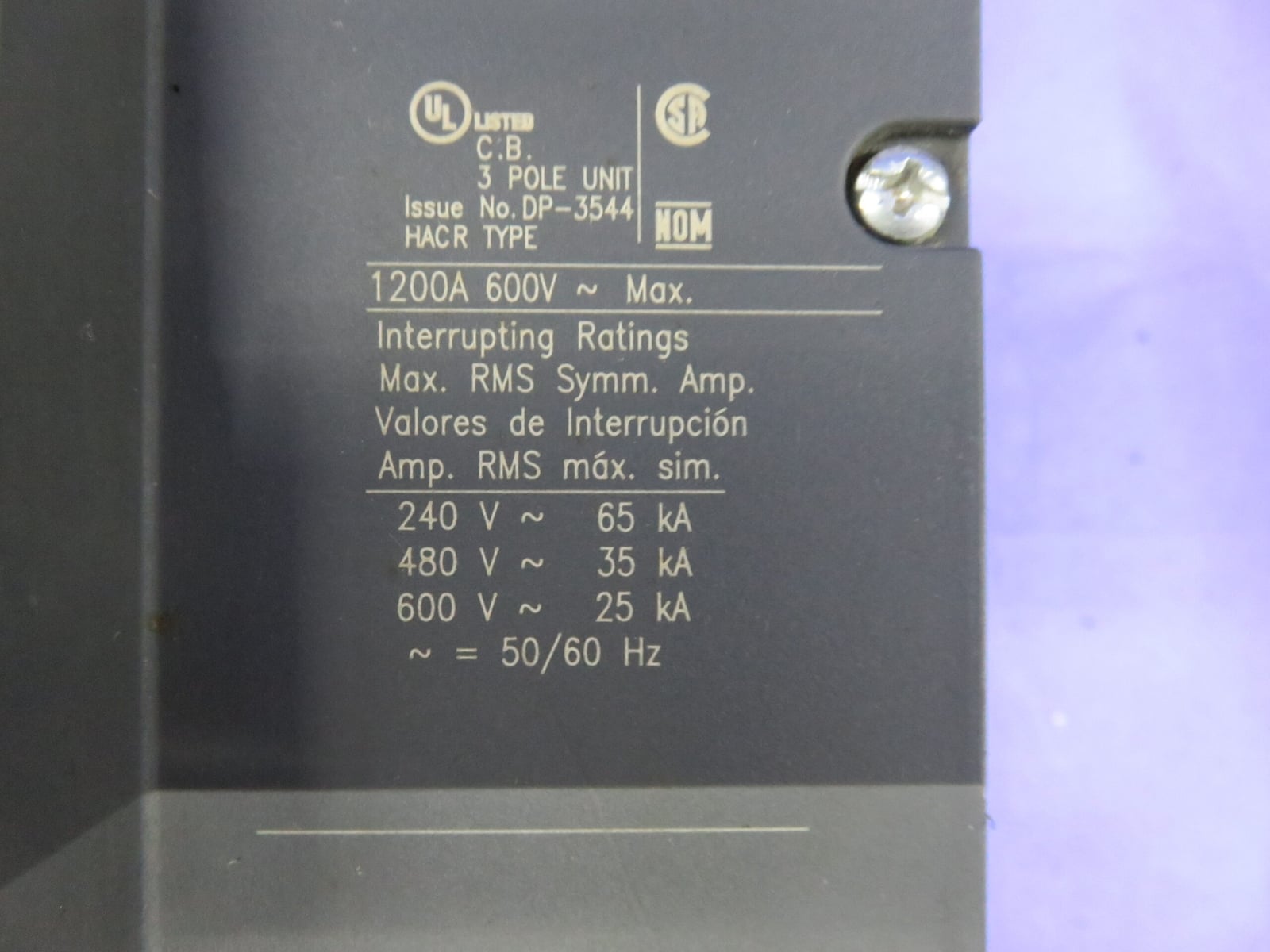 1200 Amps, Siemens #NNX3T120, Circuit Breaker, 3-pole, 600 Volts, adjustable trip - Image 7