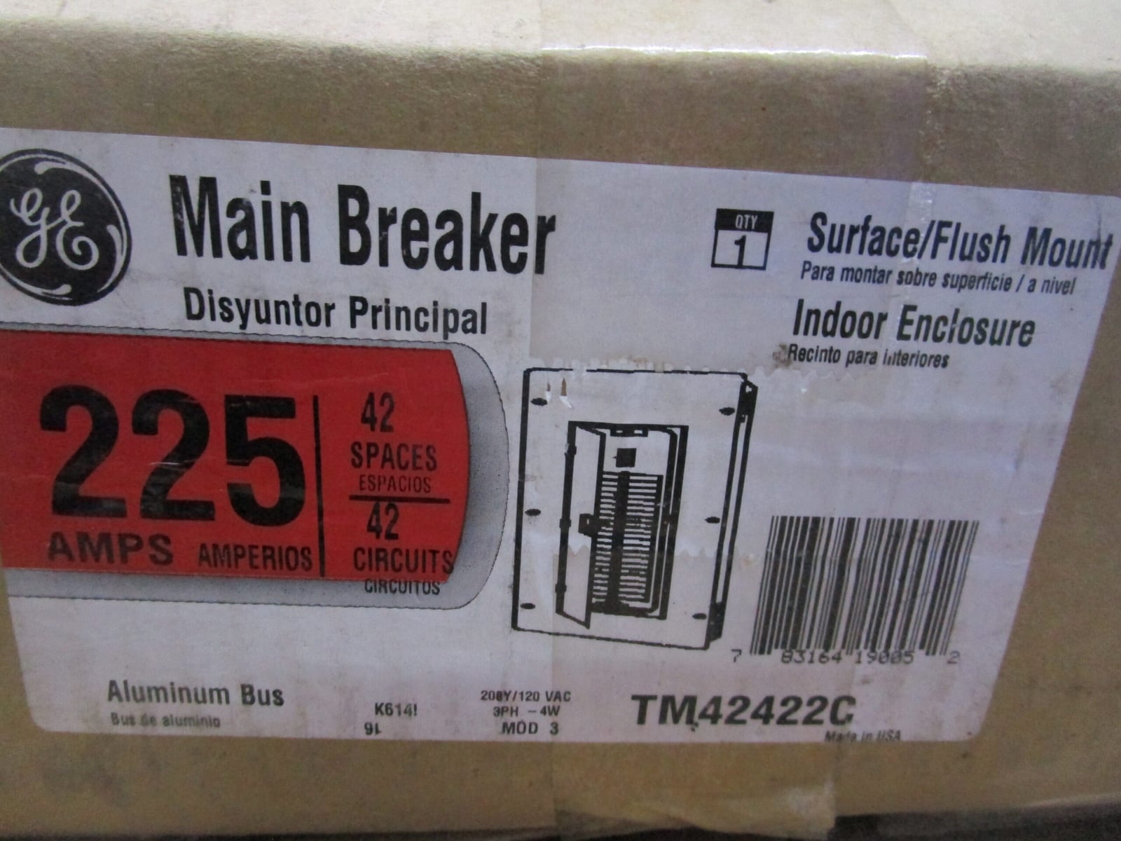 225 Amp. General Electric TM42422C, load center, 208Y/120 Volts, 3PH, 4-Wire, new - Image 3