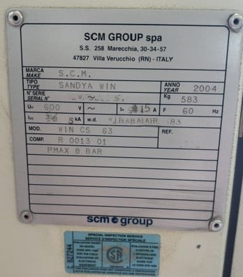 24.8" SCM #Win-CS63, Wide Belt Sander, 0.118"-6.3" thickness, roller & shoe head, 61" x 25.2" abrasive belt - Image 7