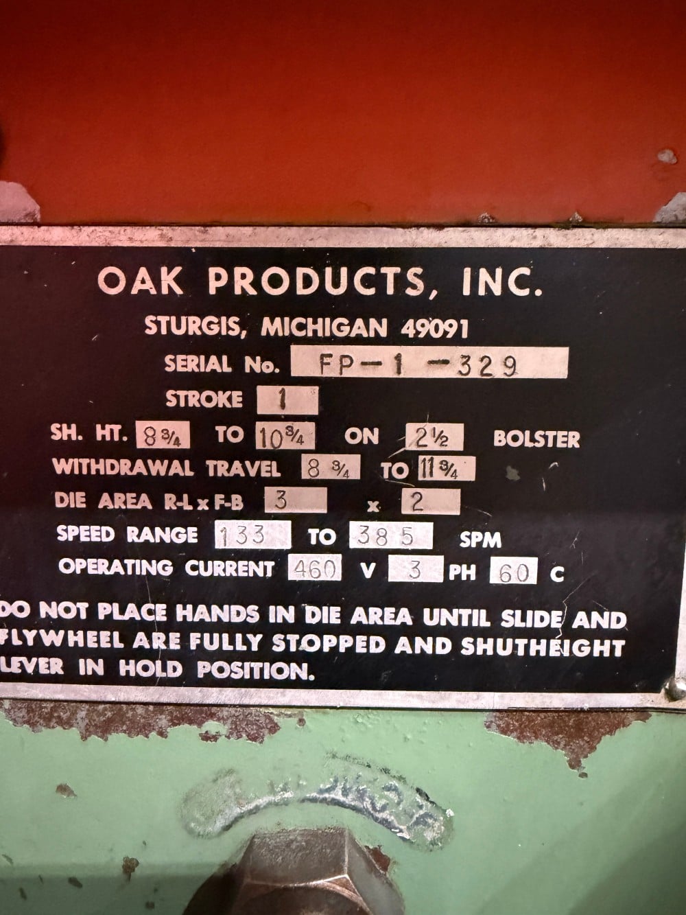 30 Ton, Burr Oak #FP1, 1" stroke, 133-385 SPM, uncoiler, suction hood - Image 2