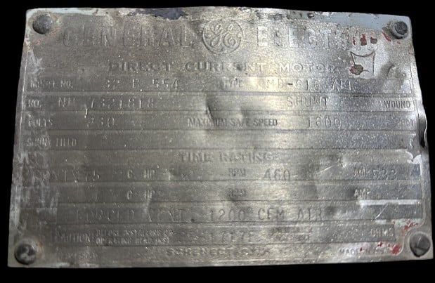 150 HP 460 RPM General Electric, Frame MD616, TENV, Shunt, 230 Volts, DC Crane and Mill Motor - Image 2