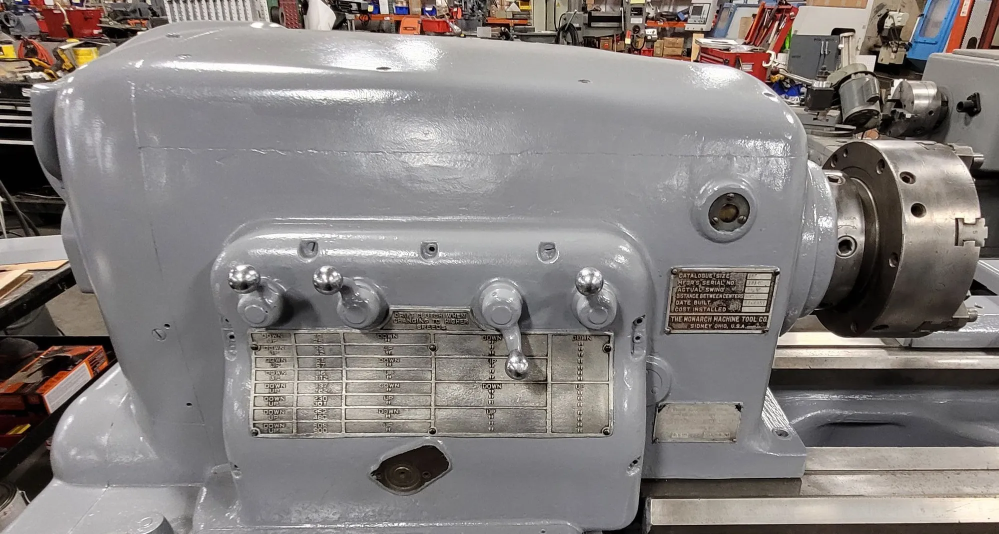 20.5" x 54" Monarch #60, engine lathe, 11" swing over cross slide, 1-5/8" spindle bore, 10" 6-jaw chuck - Image 10