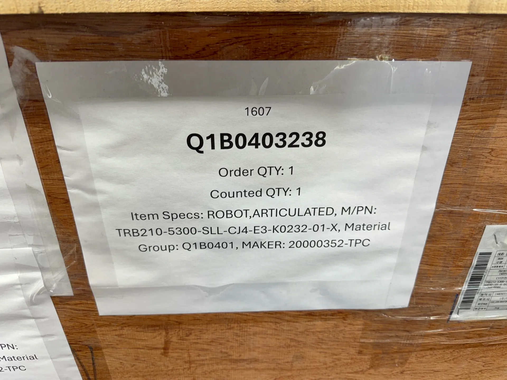 TPC, TRB210-1400-SLL-CJ-E3-K0232-04-S0A, Industrial Robot - Image 6