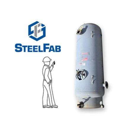 660 gallon Steel Fab, vertical compressed air receiver tank, 200 psi @ 400°F, 42" diameter x 124" tall, 4" - Image 1