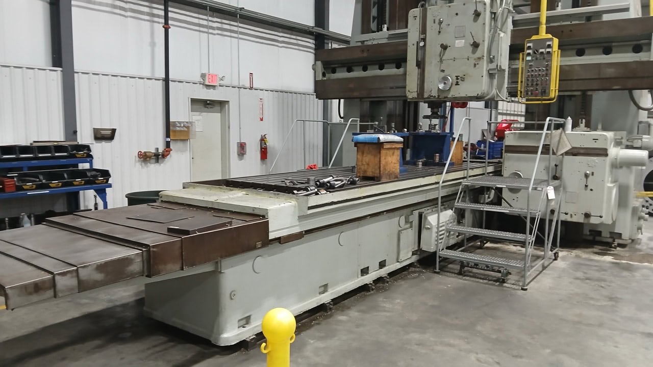 59" x 164" Kollman #MA-64, planer type mill, vertical & horizontal spindle, 157" table traverse, 16 spindle - Image 2