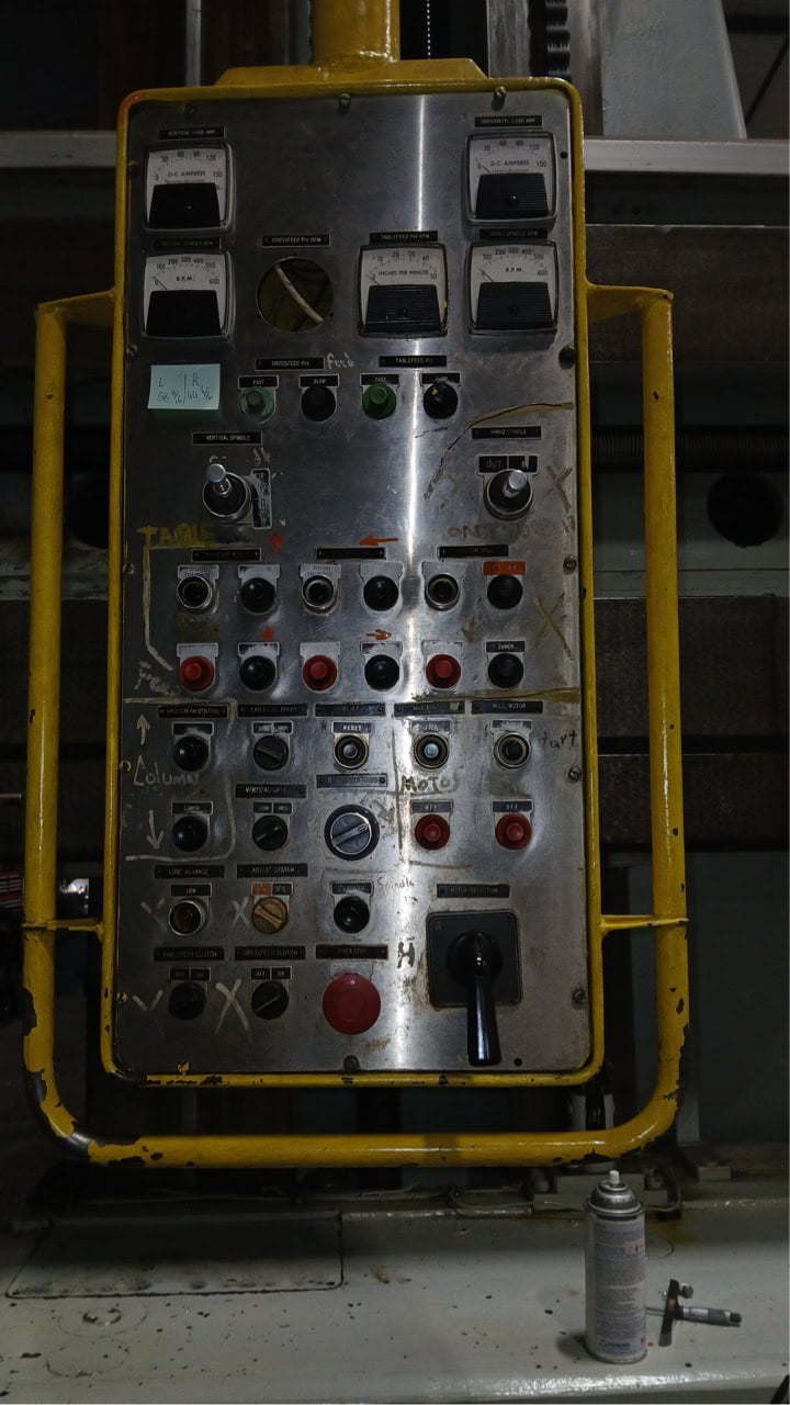 59" x 164" Kollman #MA-64, planer type mill, vertical & horizontal spindle, 157" table traverse, 16 spindle - Image 3